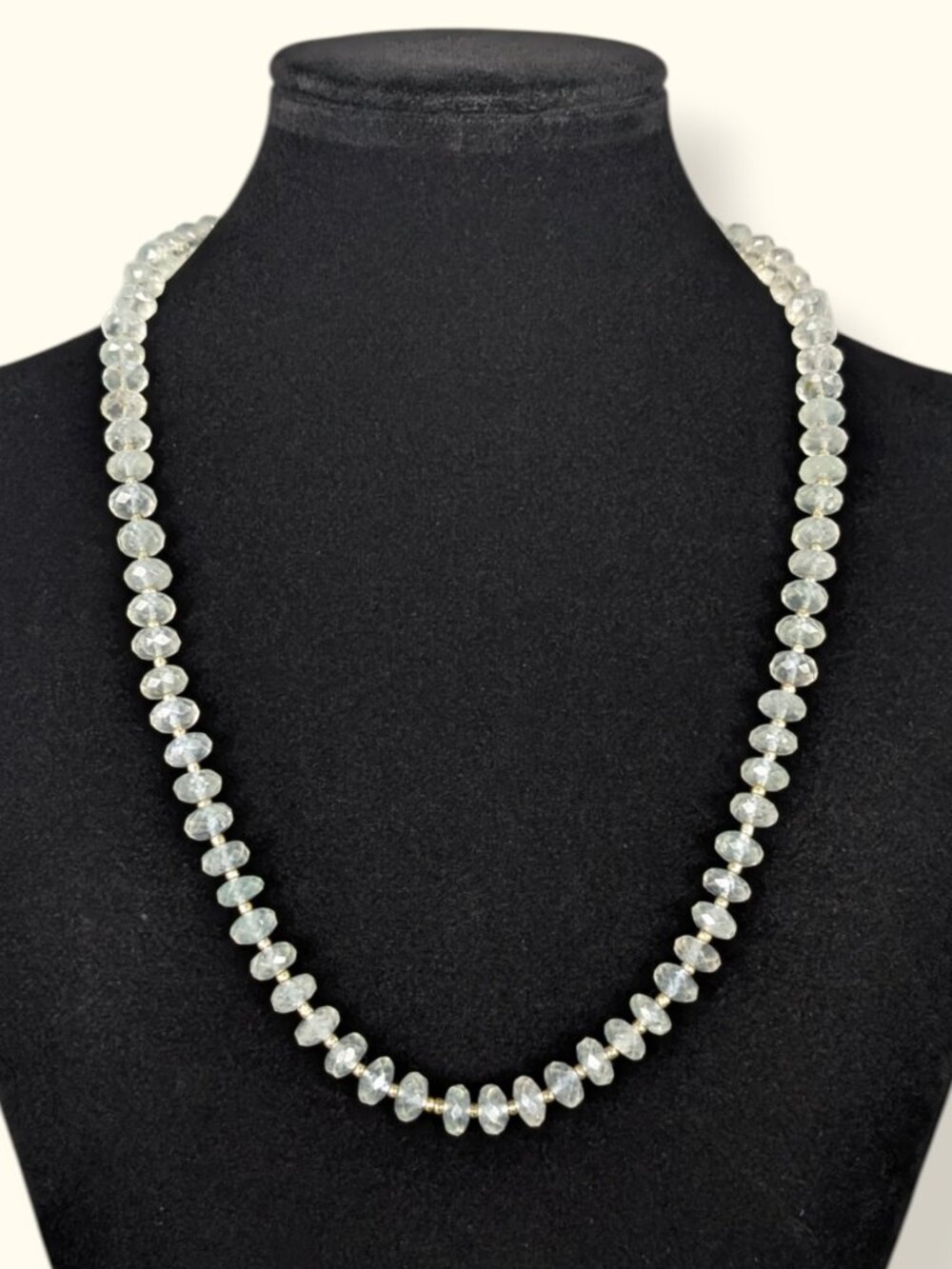 Vintage 8mm Rock Crystal Quartz Rondelle Beaded Necklace